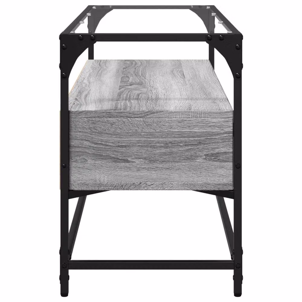 Berkfield Home Industrial TV Cabinet with Glass Top in Grey Sonoma, W/D/H: 98 x 35 x 51 cm – 4