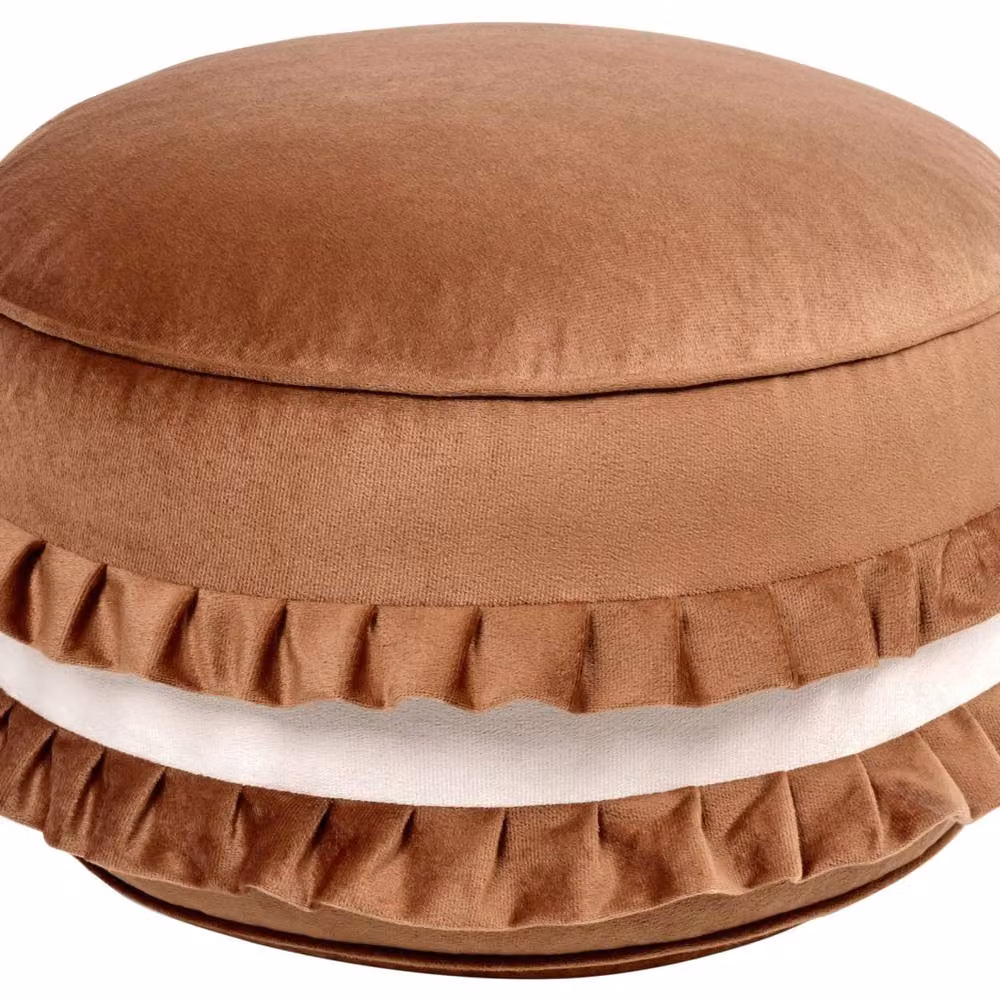 Wyld and Coco Macaron Velvet Pouffe Brown W/D/H: 50 x 50 x 30 cm – 2