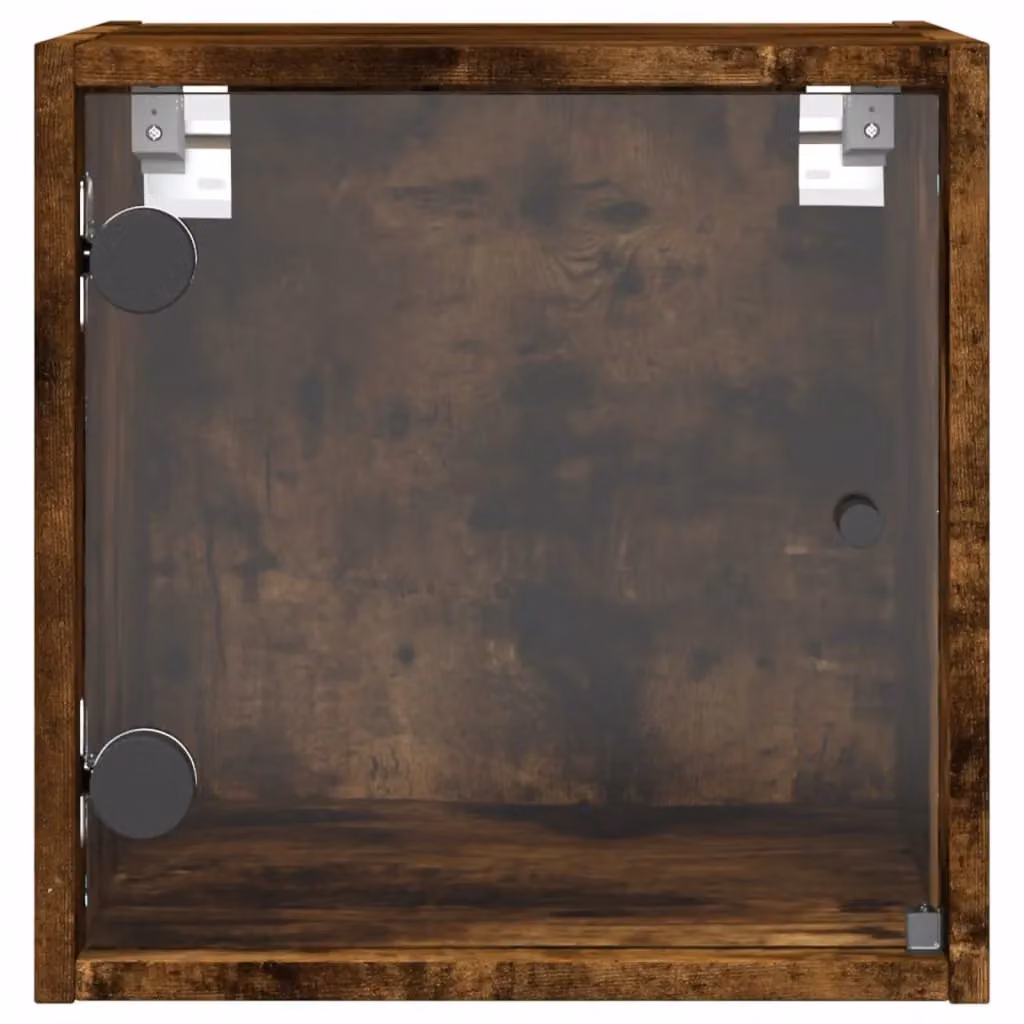 Berkfield Home Bedside Cabinet with Glass Doors in Smoked Oak Brown, W/D/H: 35 x 37 x 35 cm – 3