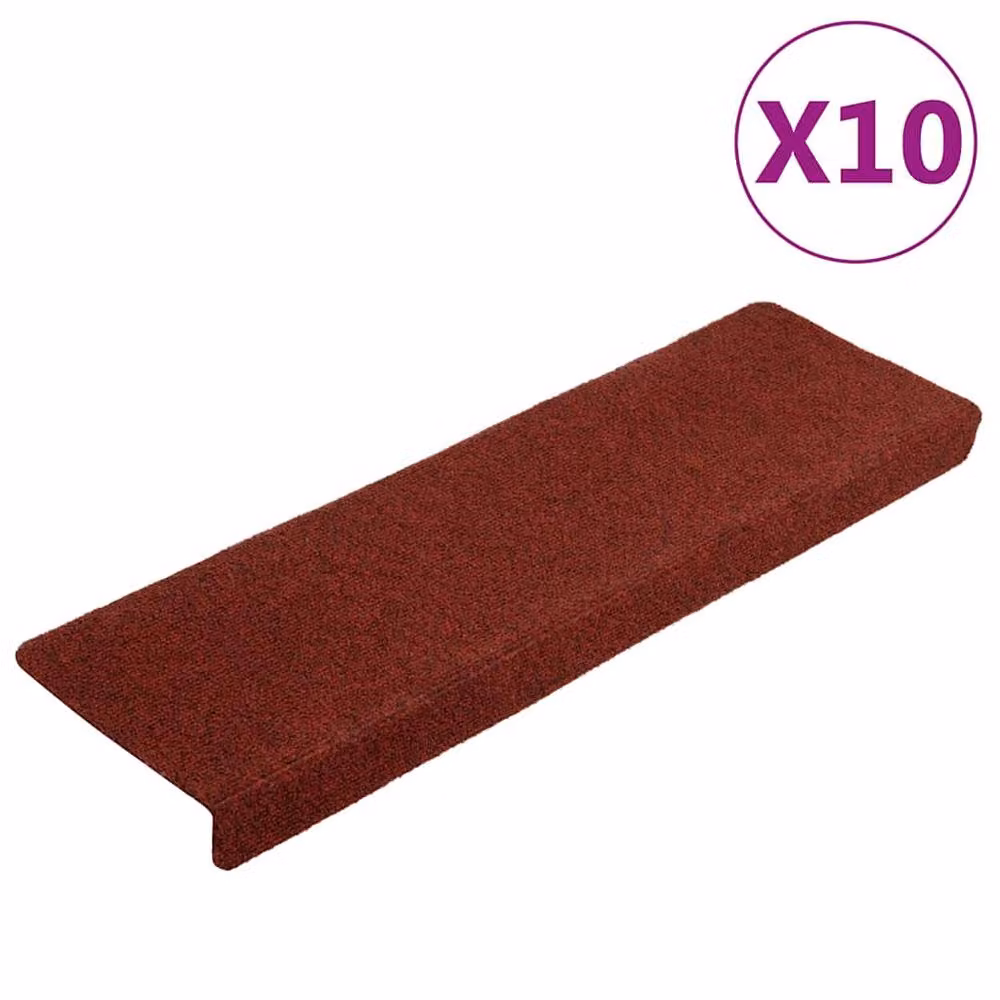 Berkfield Home Self-Adhesive Non-Slip Stair Mats, 10 Pack, Bordeaux Red, W: 65 cm, D: 21 cm, H: 4 cm – 2