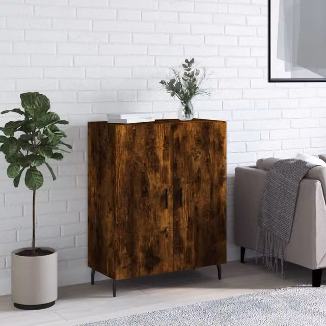 Berkfield Home Smoked Oak Sideboard in Brown, W/D/H: 69.5 x 34 x 90 cm