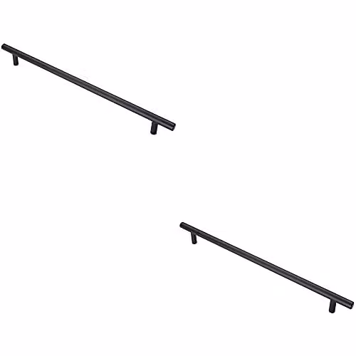 Loops 2 Pack T-Bar Cupboard Pull Handles in Matt Black, 348 x 12 mm with 288 mm Fixing Centres