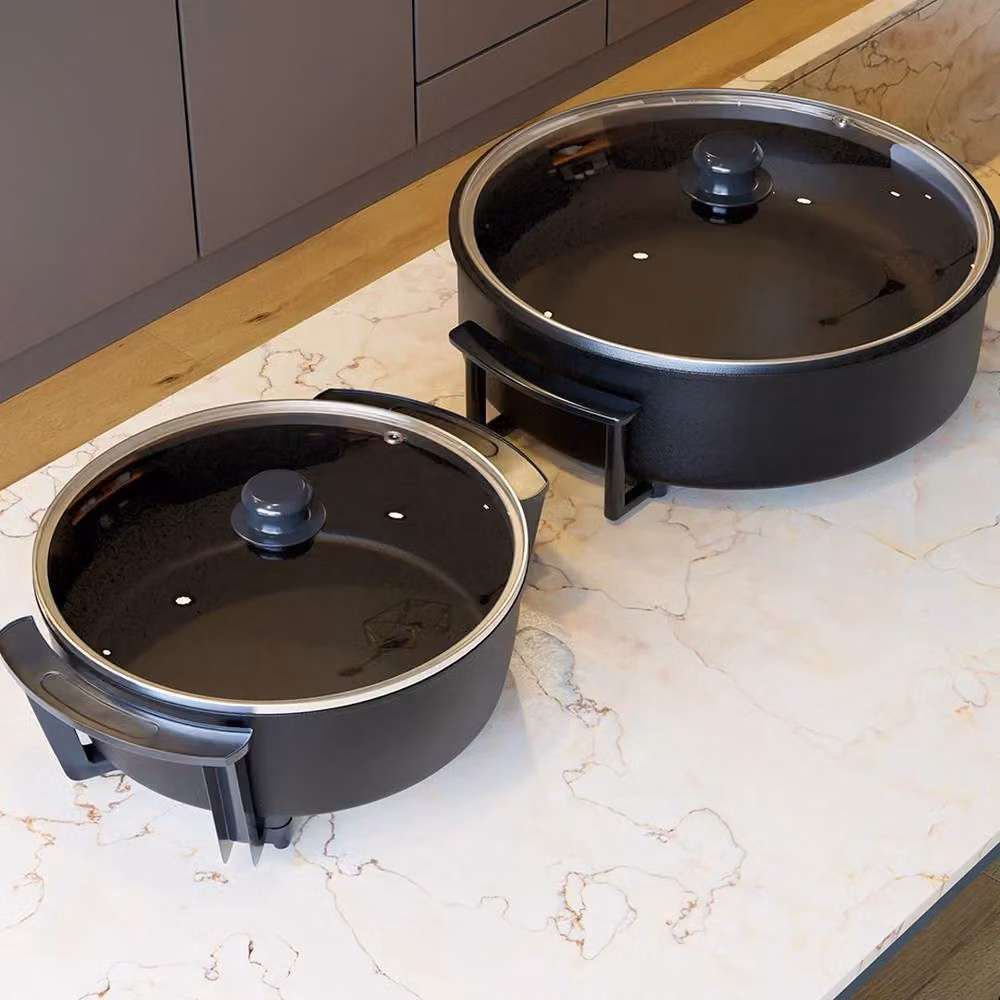 FORGEVIO 8L Large Electric Frying Pan with Glass Lid, Black – 6