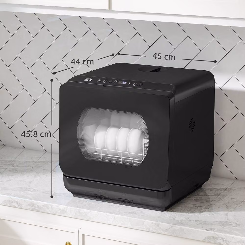 STILVORA Compact Countertop Dishwasher with 6L Water Tank, 4 Place Settings, Black – 2