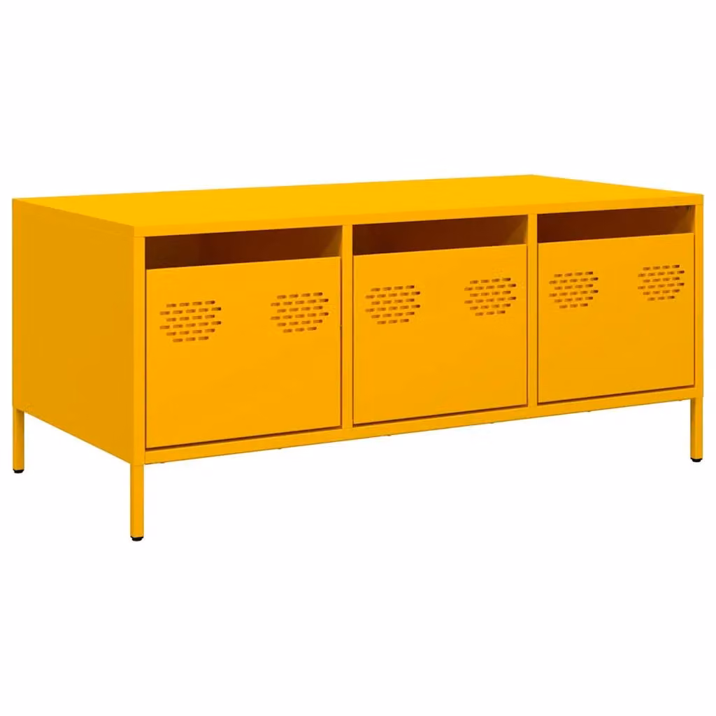 Berkfield Home Mustard Yellow Industrial Coffee Table, W/D/H: 101.5 x 50 x 43.5 cm – 2