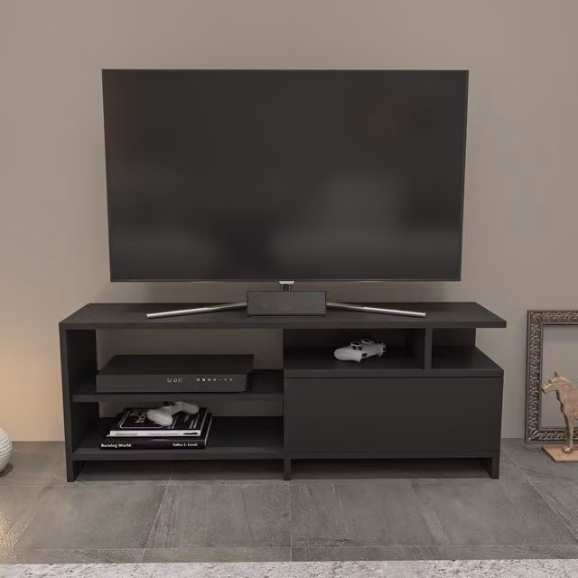 Pulaski Modern Geometric TV Unit in Anthracite Grey Matt Finish