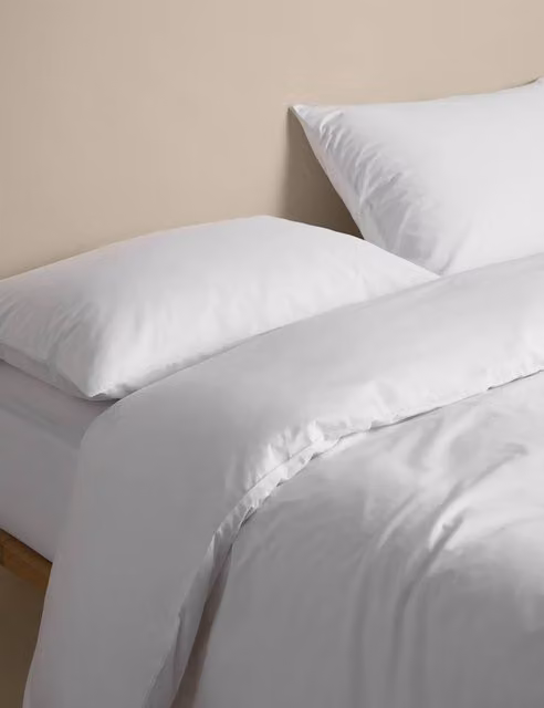 M&S White Pure Cotton 180 Thread Count Duvet Cover Set