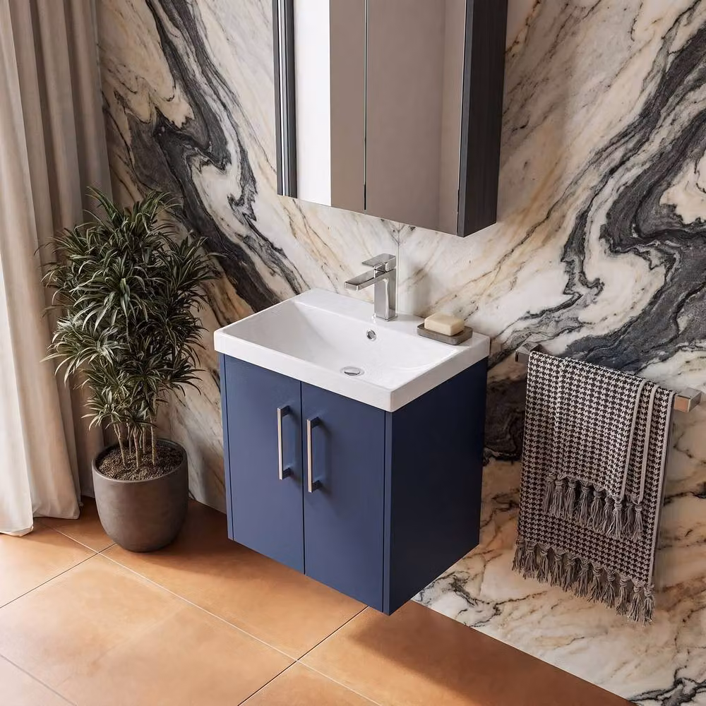 Balterley Winshill 2 Door Wall Hung Vanity Basin Unit, Blue, W: 50 cm – 2
