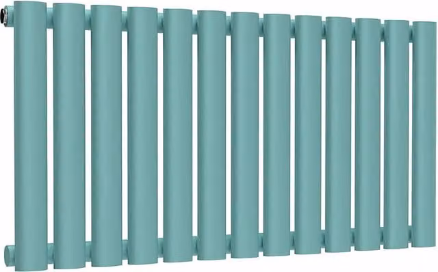 Lux Heat Oval Horizontal Radiator in Light Aqua Green, W: 78 cm, H: 40 cm