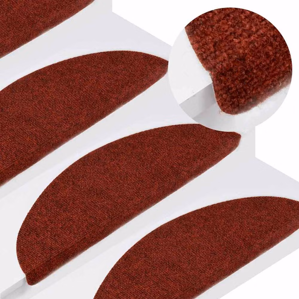 Berkfield Home Self-adhesive Stair Mats, 15 Pieces, Red, W/D/H: 56 x 17 x 3 cm – 2