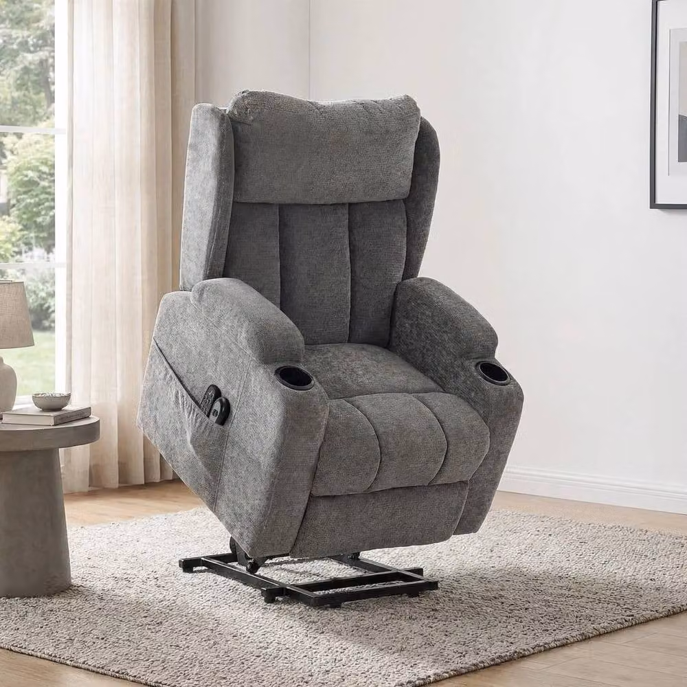 FORGEVIO Grey Fabric Power Recliner Chair with Massage, Heat and Lift Assist – 5