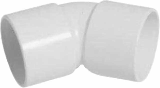 Davant White Plastic Solvent Weld 45 Degree Pipe Bend