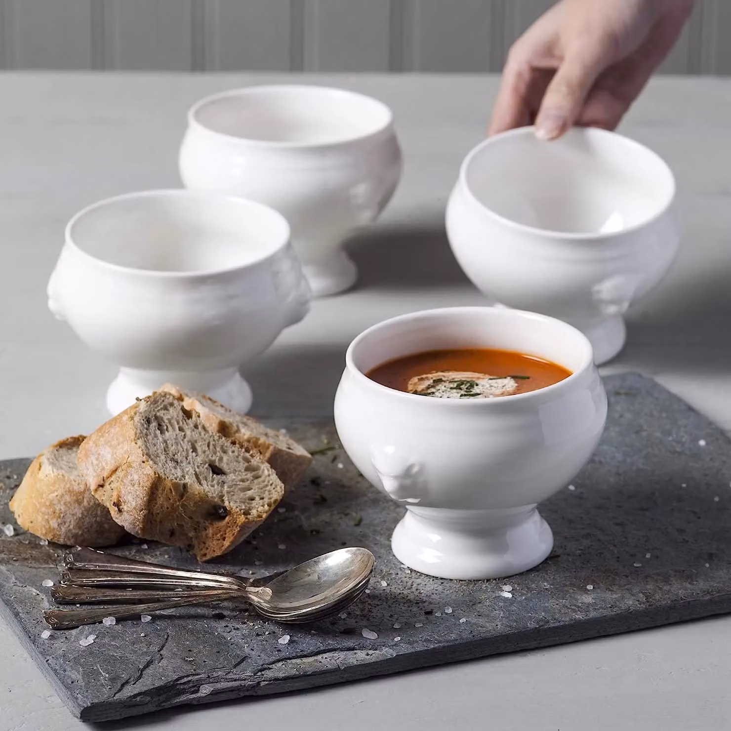 WM Bartleet & Sons White Porcelain Lion Head Soup Bowl Set of 4 – 2