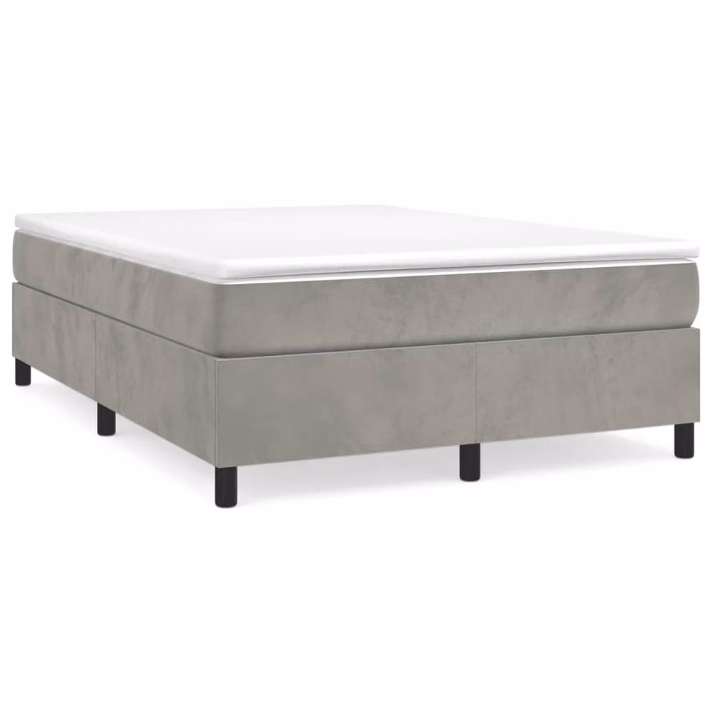 Berkfield Home Queen Velvet Upholstered Box Spring Bed Frame in Light Grey, W/D/H: 150 x 200 cm – 2