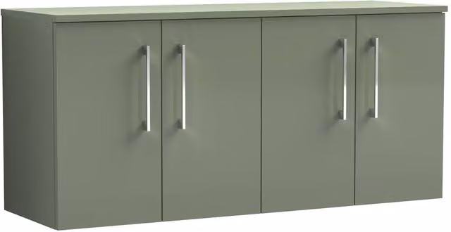 Balterley Level 1200mm Wall Hung 4 Door Vanity Unit with Worktop in Matt Satin Green