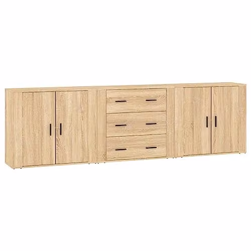 vidaXL Set of 3 Classic Sideboards in Sonoma Oak Engineered Wood