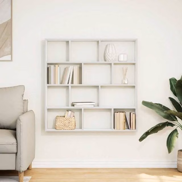 Berkfield Home Wall Mounted Cube Shelf with 12 Compartments in White Matt Engineered Wood