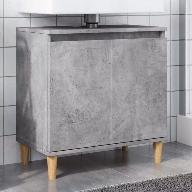 Berkfield Home Freestanding Bathroom Sink Cabinet in Grey, W/D/H: 58 x 33 x 60 cm