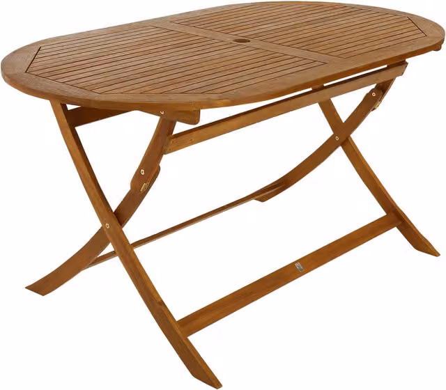 Charles Bentley Oval Folding Garden Table in Natural Treated Hardwood