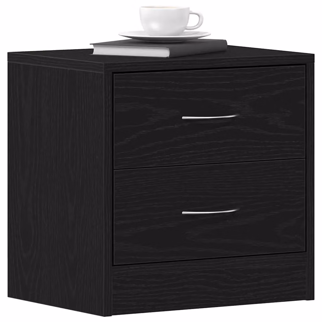 Berkfield Home Set of 2 Black Oak Bedside Cabinets, W/D/H: 40 x 30 x 40 cm – 3