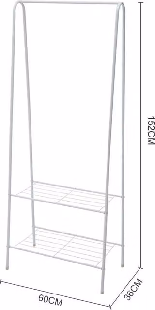 Livingandhome Modern Freestanding Metal Clothes Rail in White