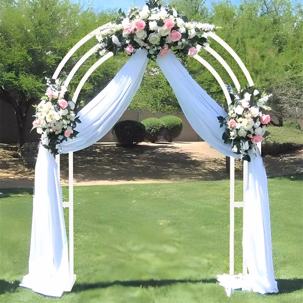 NESTLUNE White Metal Square Tube Wedding Arch and Flower Rack Stand W/D/H: 100 x 15 x 100 cm – 4