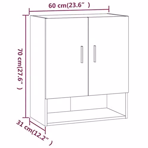 vidaXL Wall Cabinet in Brown, W/D/H: 60 x 31 x 70 cm – 3