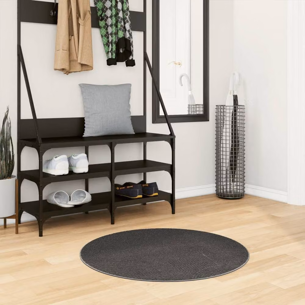 Berkfield Home IZA Round Scandinavian Style Short Pile Rug in Anthracite Grey, Diameter: 80 cm – 2