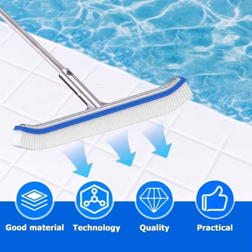 KORVIXA White Manual Swimming Pool Wall and Tile Brush with Nylon Bristles, Length: 100 cm – 3