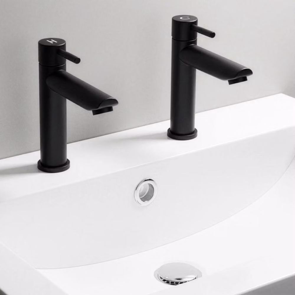 Kelvenix Twin Hot and Cold Basin Taps in Matt Black – 4