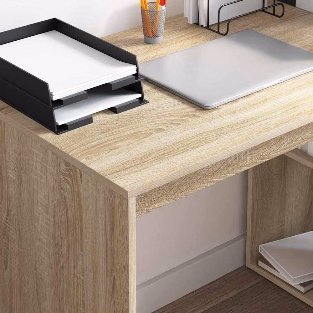 Berkfield Home Modern Computer Desk in Sonoma Oak and Light Tan – 3