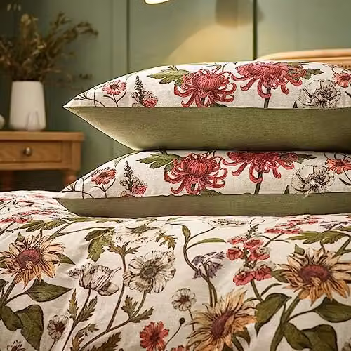 Wylder Nature Wallflower Floral Cotton Percale Duvet Cover Set in Beige and Sand, W/D/H: 200 x 200 cm – 2