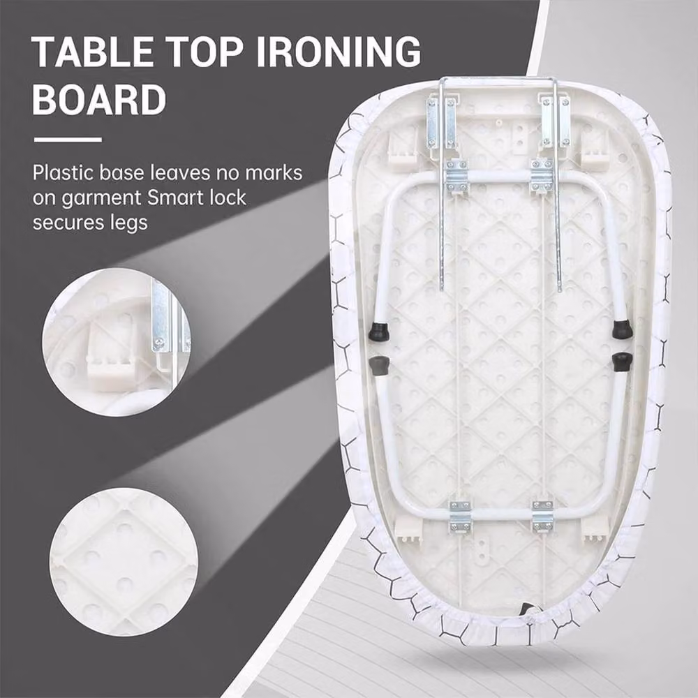 SPETLEK Foldable and Space Saving Tabletop Ironing Board in White, W: 80 cm, D: 30 cm – 3