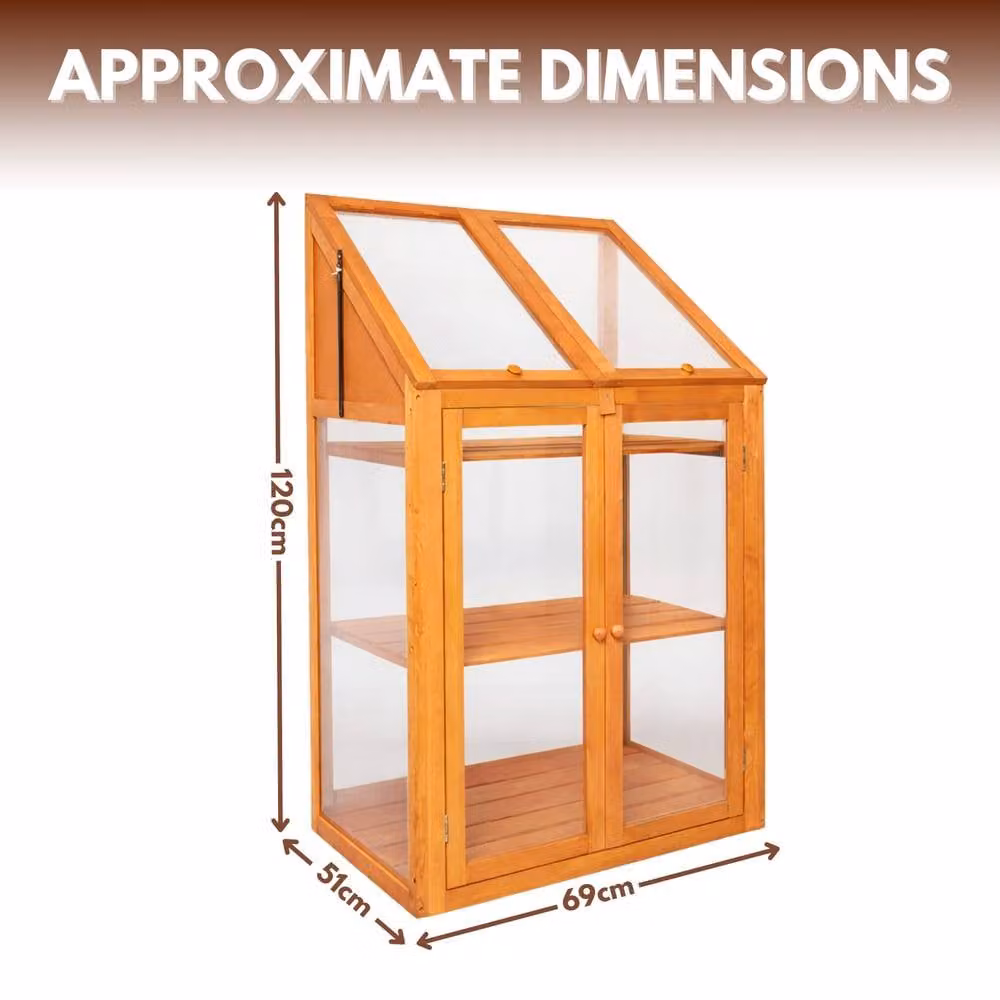 Marco Paul Mini Cold Frame Greenhouse in Beige with Polycarbonate Shelving – 2