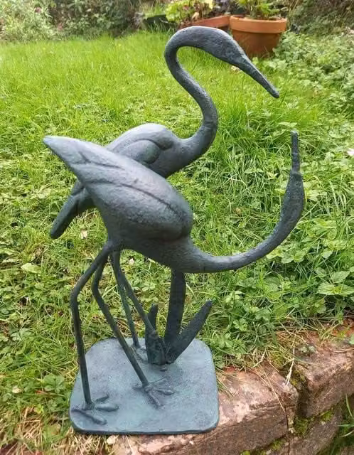 Inspirational Gifting Love Cranes Garden Sculpture, Cast Aluminium with Bronze Finish, Height: 37 cm