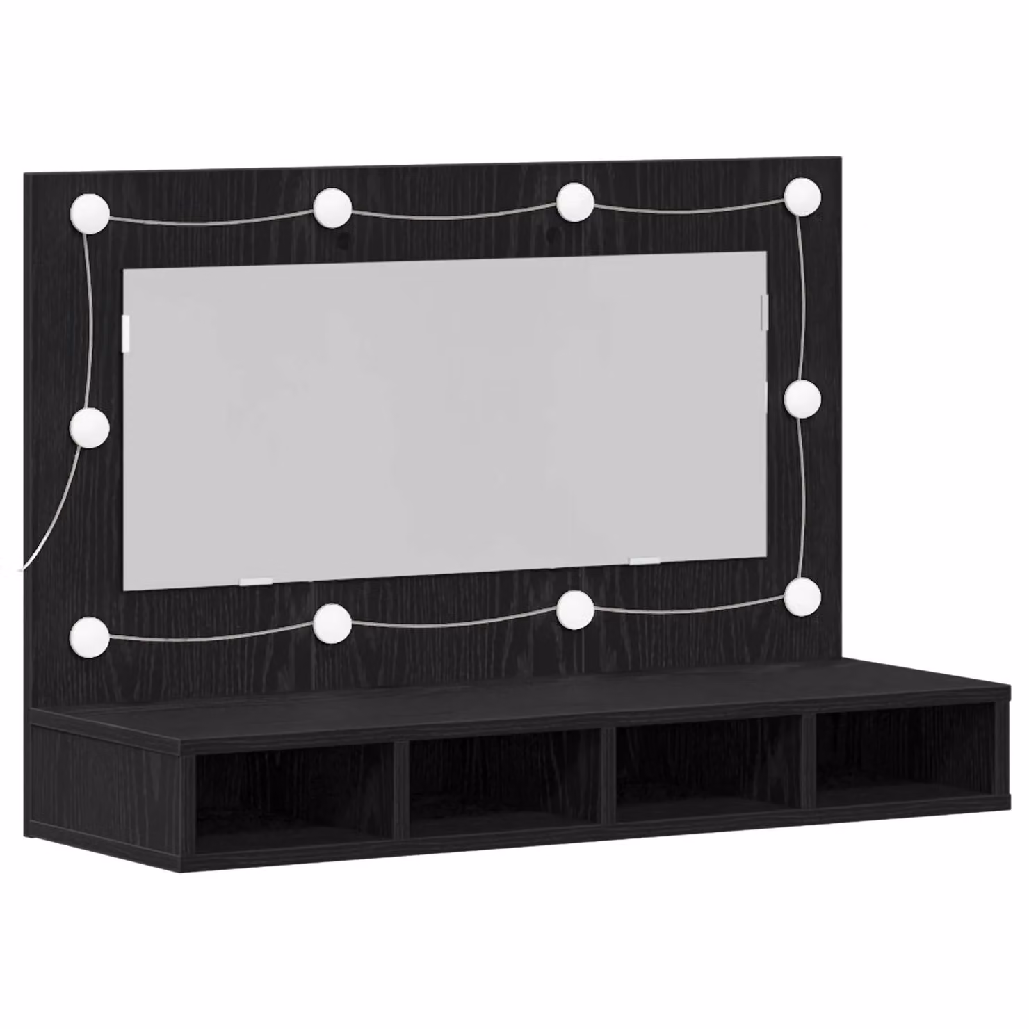 Berkfield Home LED Mirror Cabinet in Black Oak, W/D/H: 90 x 31.5 x 62 cm – 2
