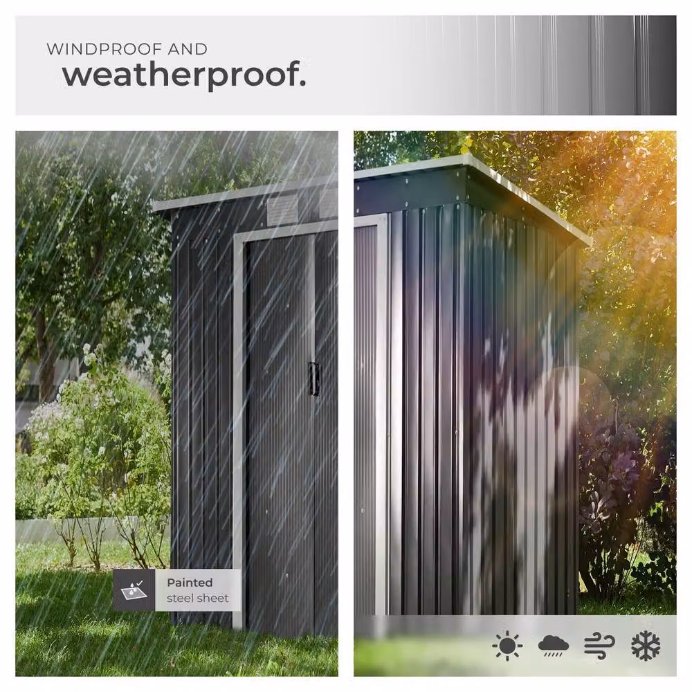 tectake Multicolour Metal Shed with Gable Roof and Sliding Doors, W/D/H: 213 x 130 x 173 cm – 8