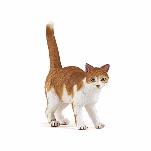 Papo Realistic Ginger Cat Figure from the Dogs and Cats Collection in Orange and Red