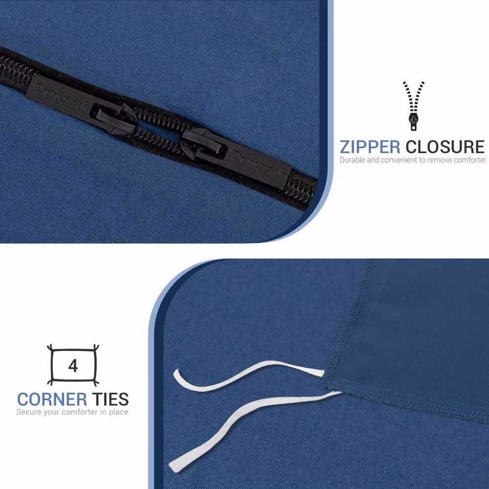 Grace Premium Reversible Microfibre Duvet Cover and Pillowcase Set in Blue, Super King, 200 x 200 cm – 5