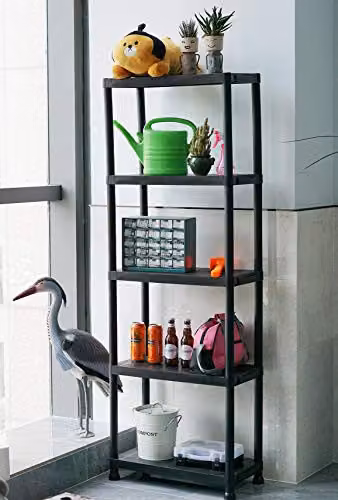 Gr8 Home Black 5 Tier Plastic Shelving Unit, H x W x D: 173.5 x 95 x 30 cm – 2
