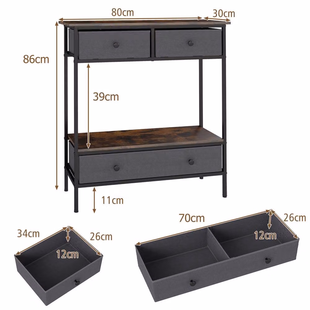 Costway Industrial Brown Console Table for Entryways and Hallways – 2