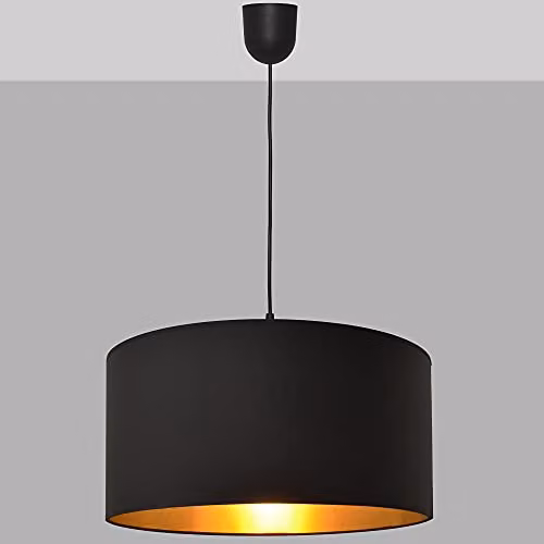 Netlighting Alba Cylindrical Pendant Ceiling Light in Black and Gold/Brass, Diameter: 40 cm – 3
