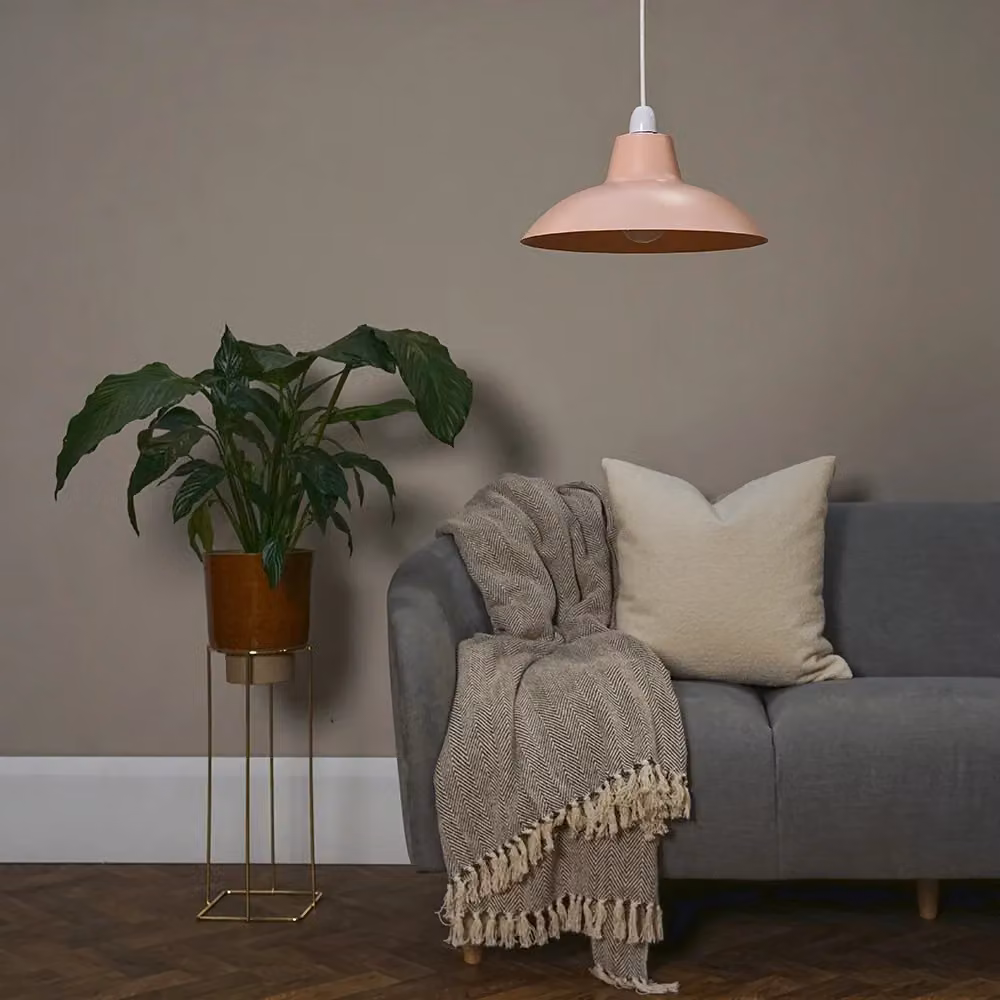 ValueLights Civic Set of 2 Retro Pink Metal Ceiling Pendant Light Shades, Width: 28.8 cm – 2