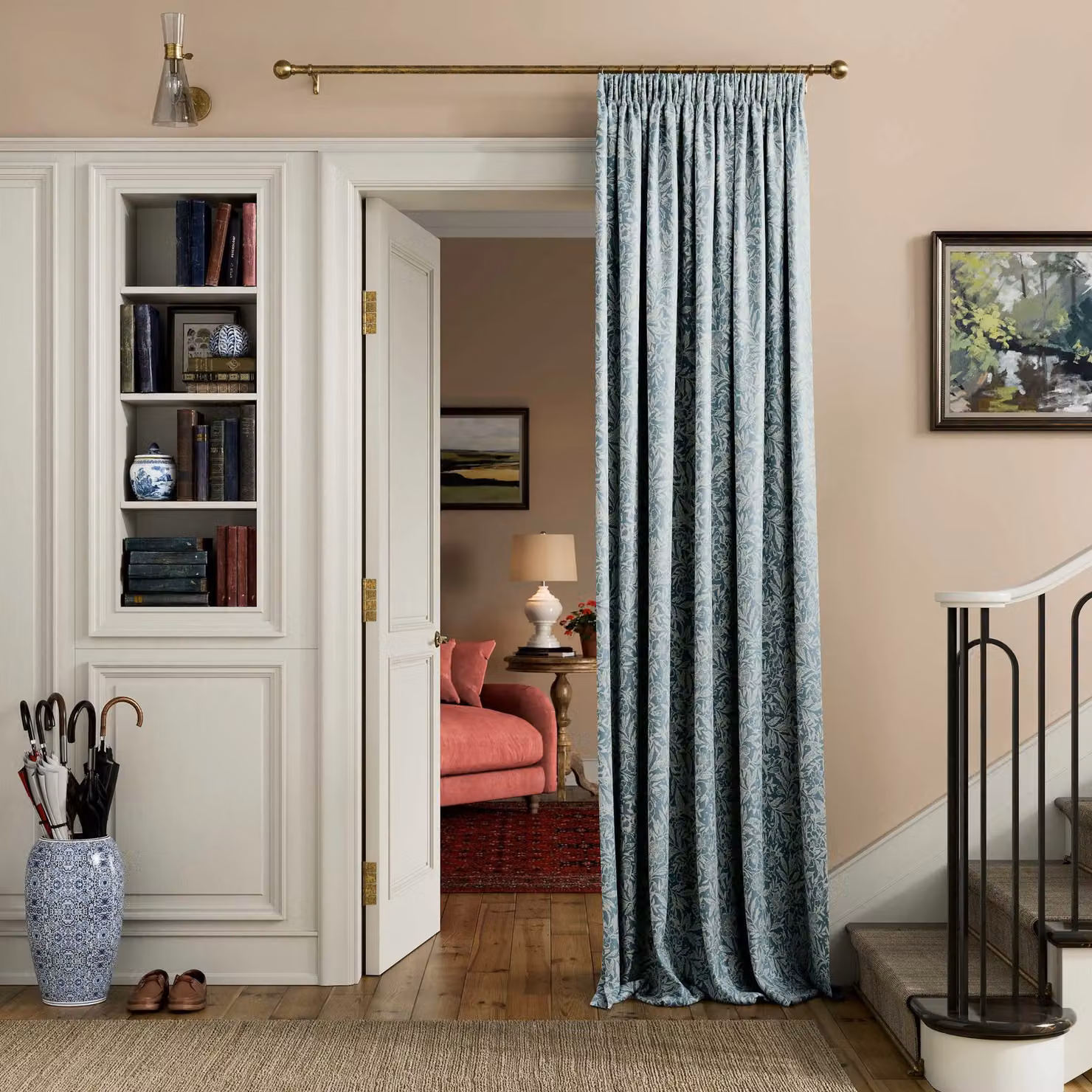 Joules Twilight Ditsy Floral Lined Cotton Curtains, Duck Egg Blue, W: 137.16 cm, H: 228.6 cm – 2