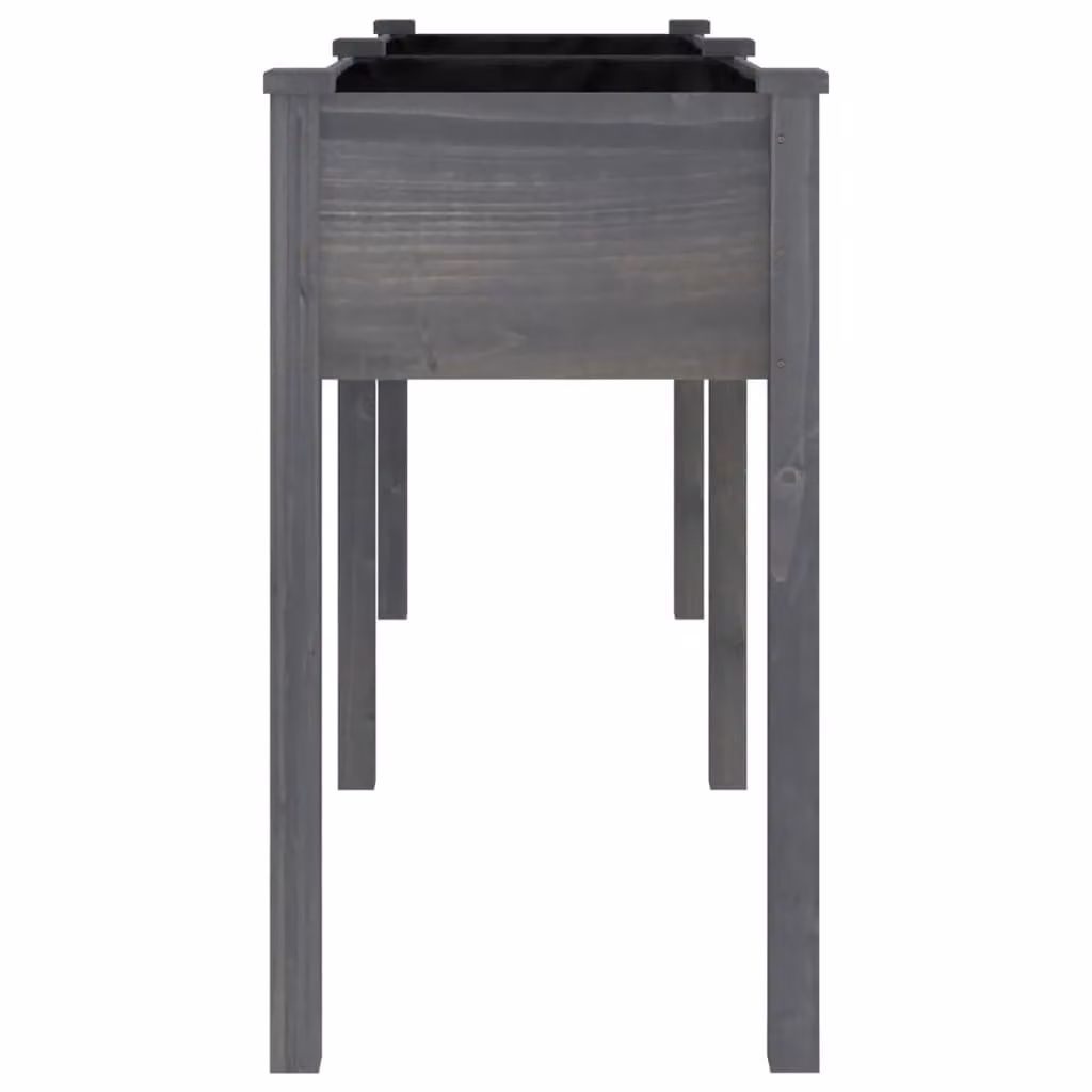 Berkfield Home Grey Solid Fir Wood Planter with Liner W/D/H: 161 x 45 x 76 cm – 3