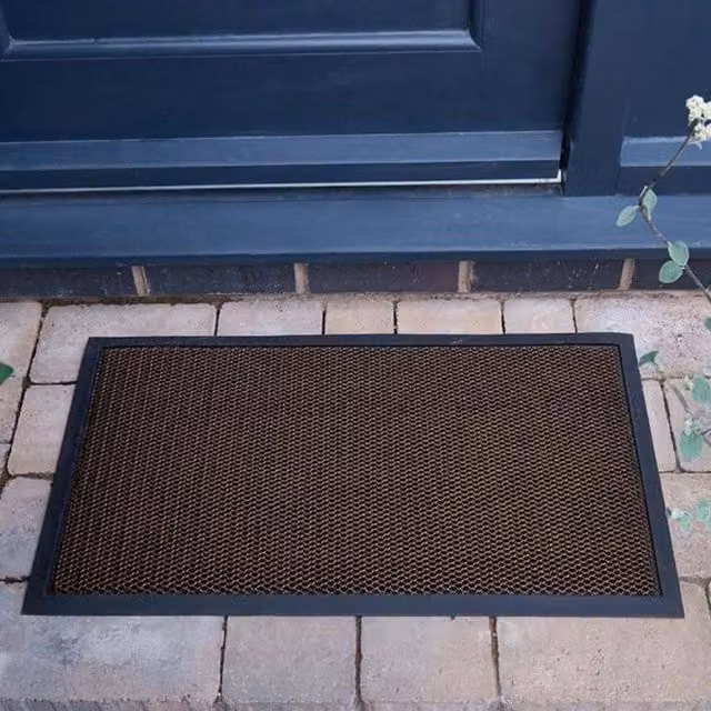 Marco Paul Non-Slip Weatherproof Rectangular Door Mat in Brown, W: 60 cm, D: 40 cm – 1