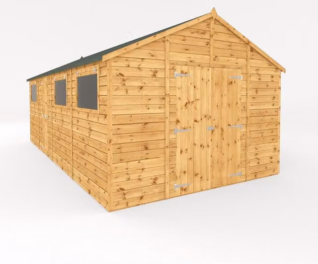 Mercia Premium Shiplap Apex Workshop in Brown, W: 322.7 cm, D: 606.2 cm, H: 252.4 cm