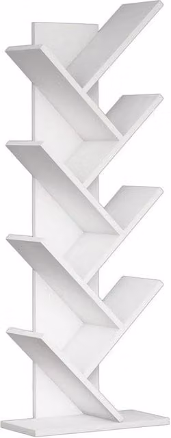 CALICOSY 8-Shelf Modern Bookcase in White, H 128.5 cm x W 46 cm x D 22 cm – 1