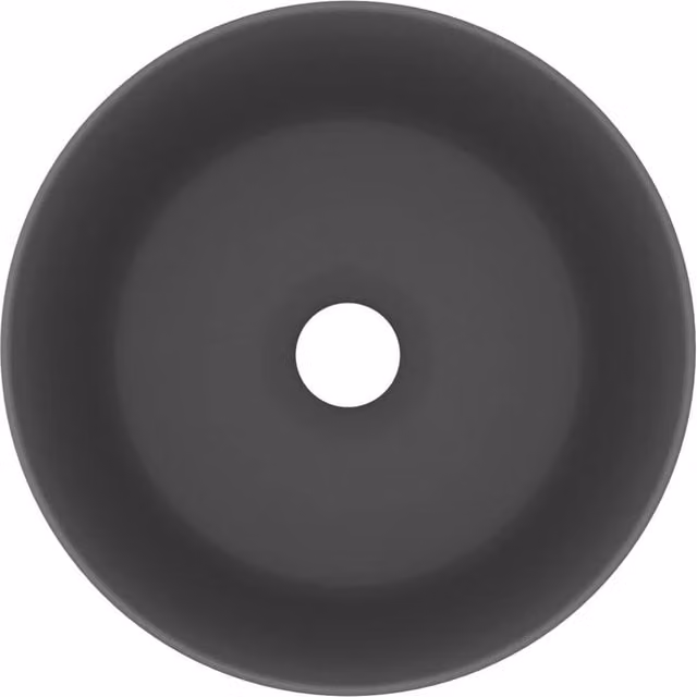 Berkfield Home Round Ceramic Countertop Wash Basin in Matt Dark Grey, W: 40 cm, H: 15 cm – 1