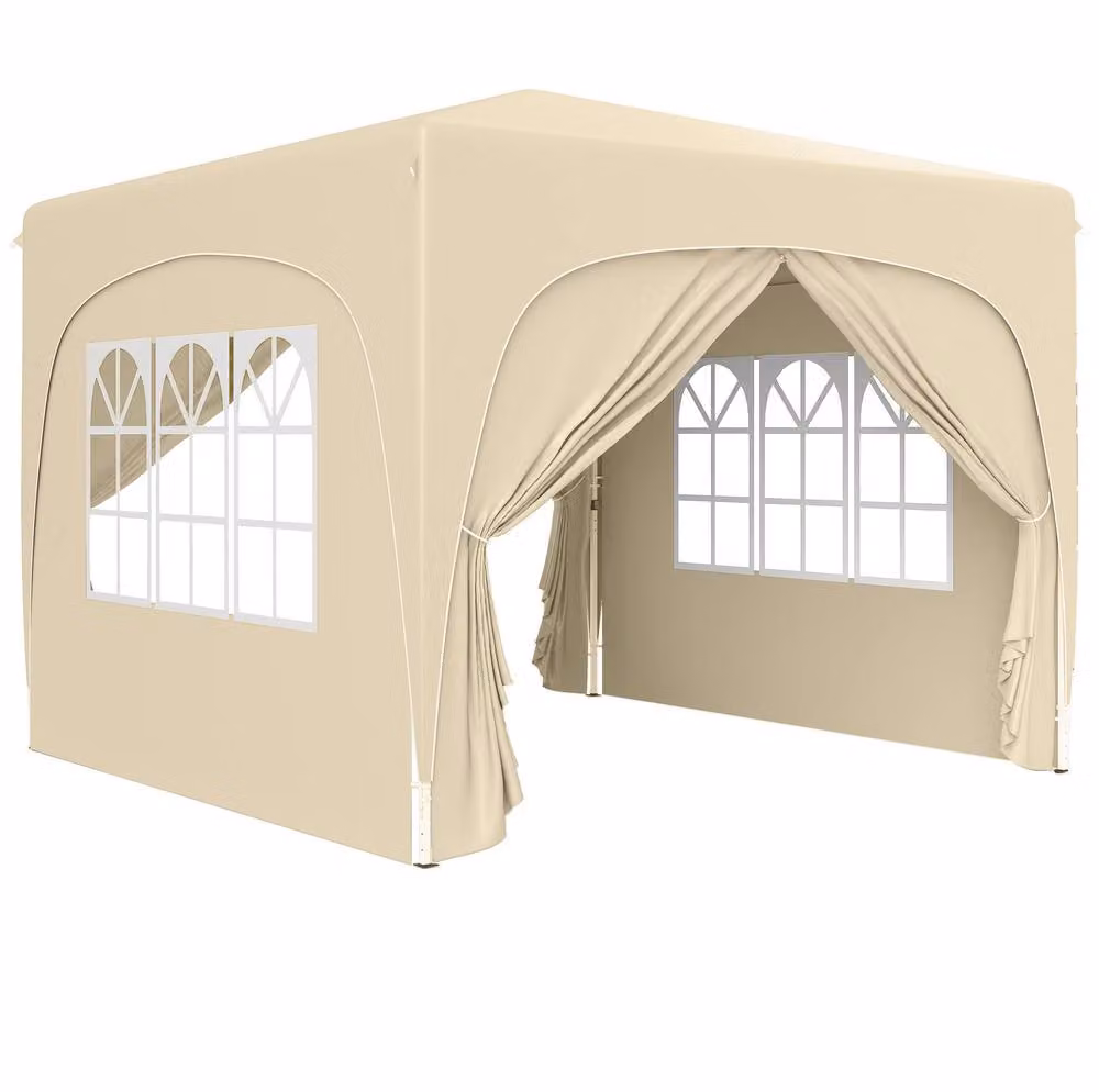 STILVORA Pop-Up Gazebo with Windows and Door, Beige, W/D/H: 300 x 300 x 273 cm – 5